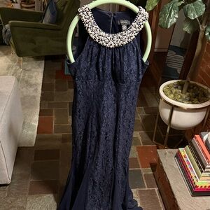 Navy Blue Lace Maxi Dress
